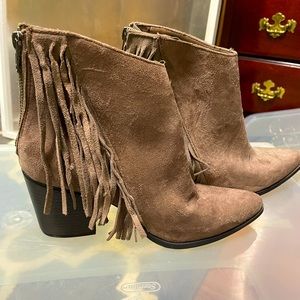 Brown Fringe Booties size 8